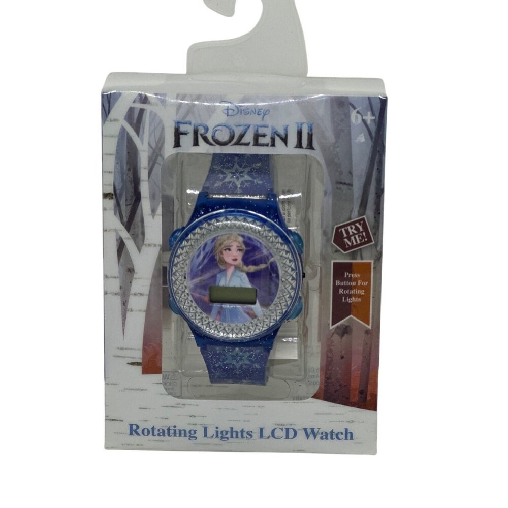 NWF Disney Frozen II Elsa Kids Rotating Lights LCD Digital Watch (Needs Battery)